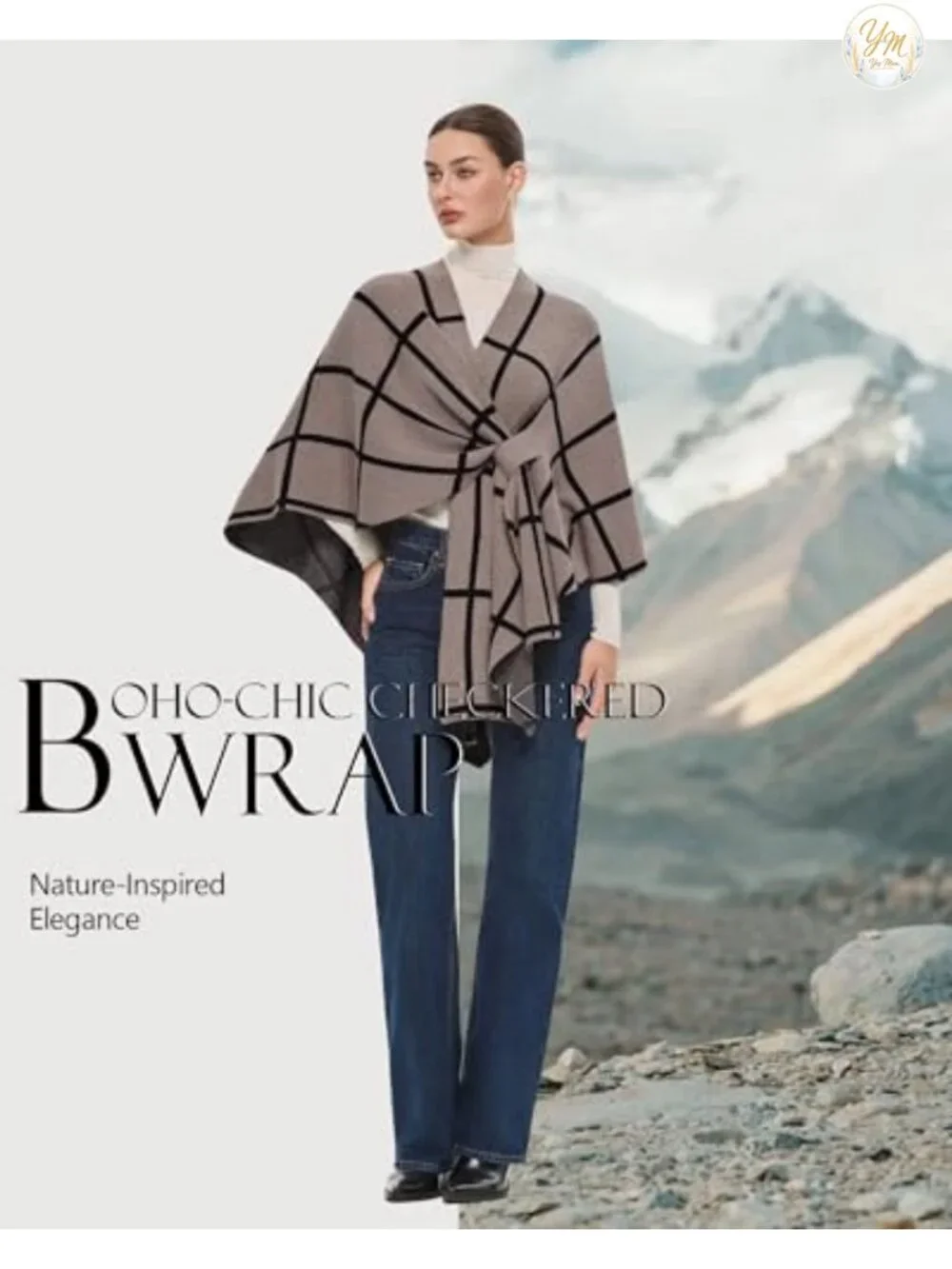 Elegant Open Front Poncho Shawl Wrap Double Knit Stretchy Wrinkle Resistant One